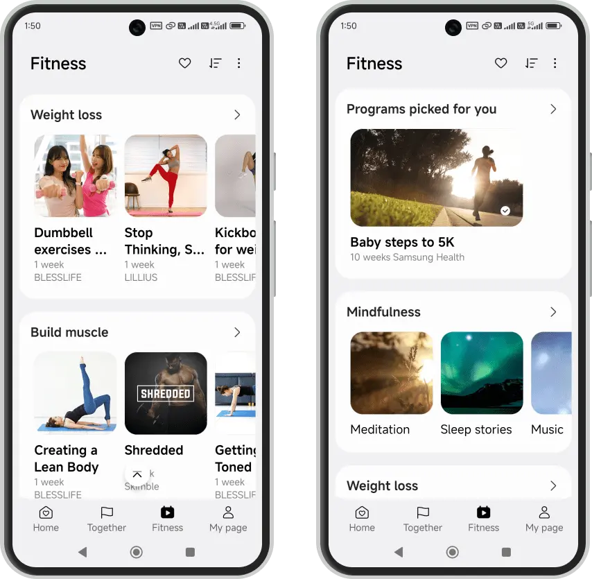 Fitness در Samsung Health
