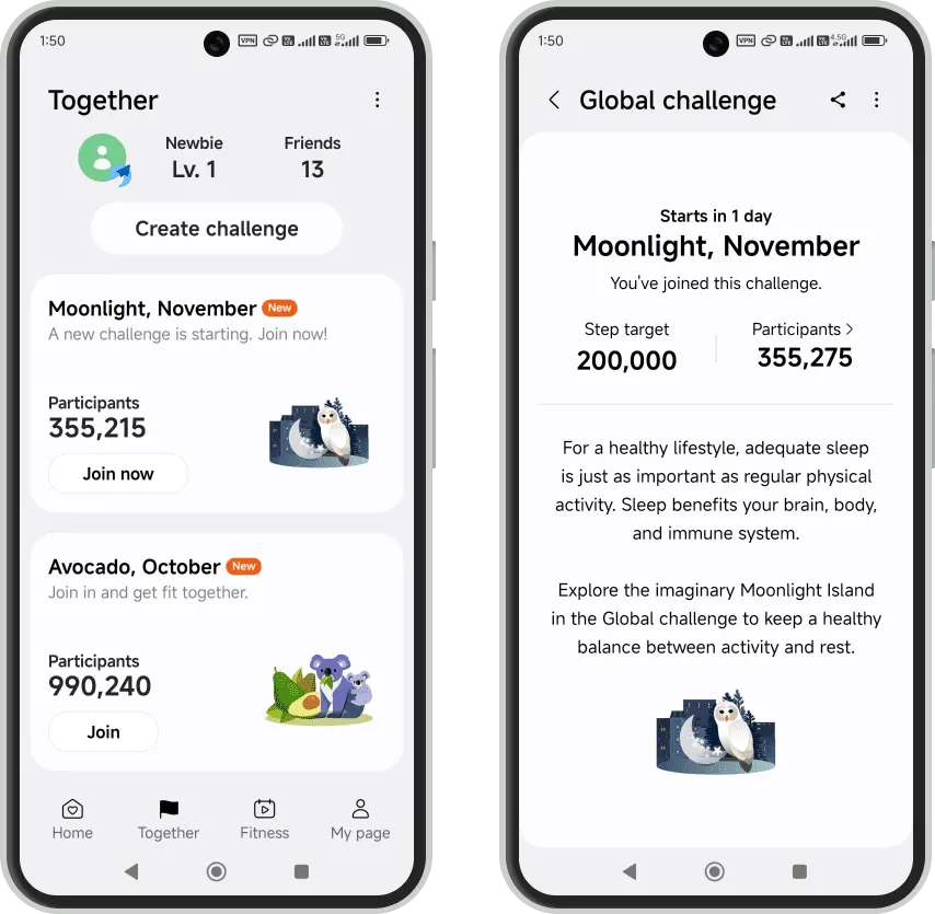 صفحه Together در Samsung Helath